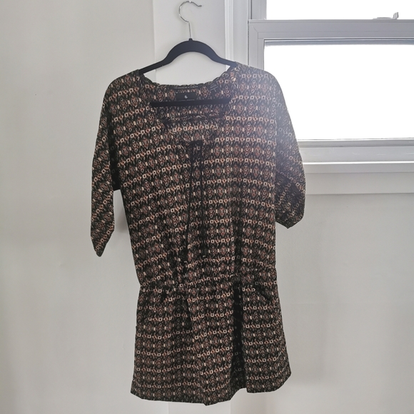 Mini dress, pattern, small, cream/black - Picture 1 of 2